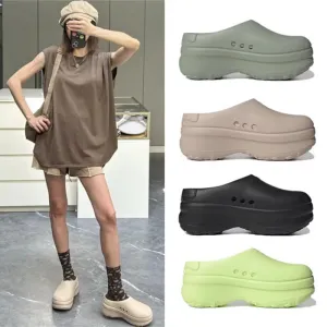 2024 new thick-soled toe flip-flop anti-slip heightened flatwood sports hole shoes