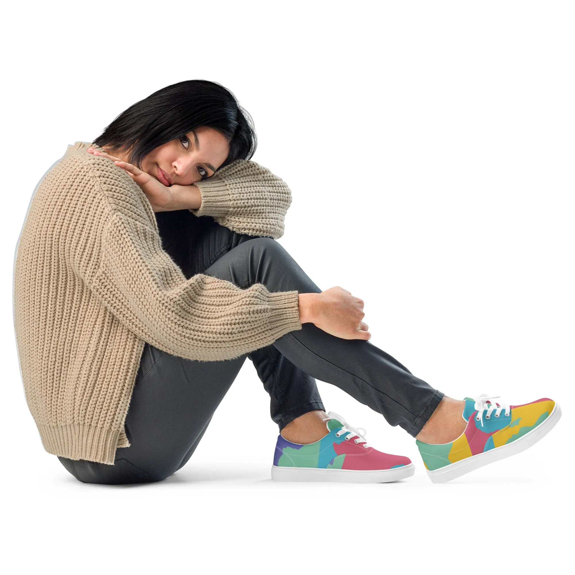 AFRICA WARHOL Women’s Lace-Up Canvas Shoes (Retro)