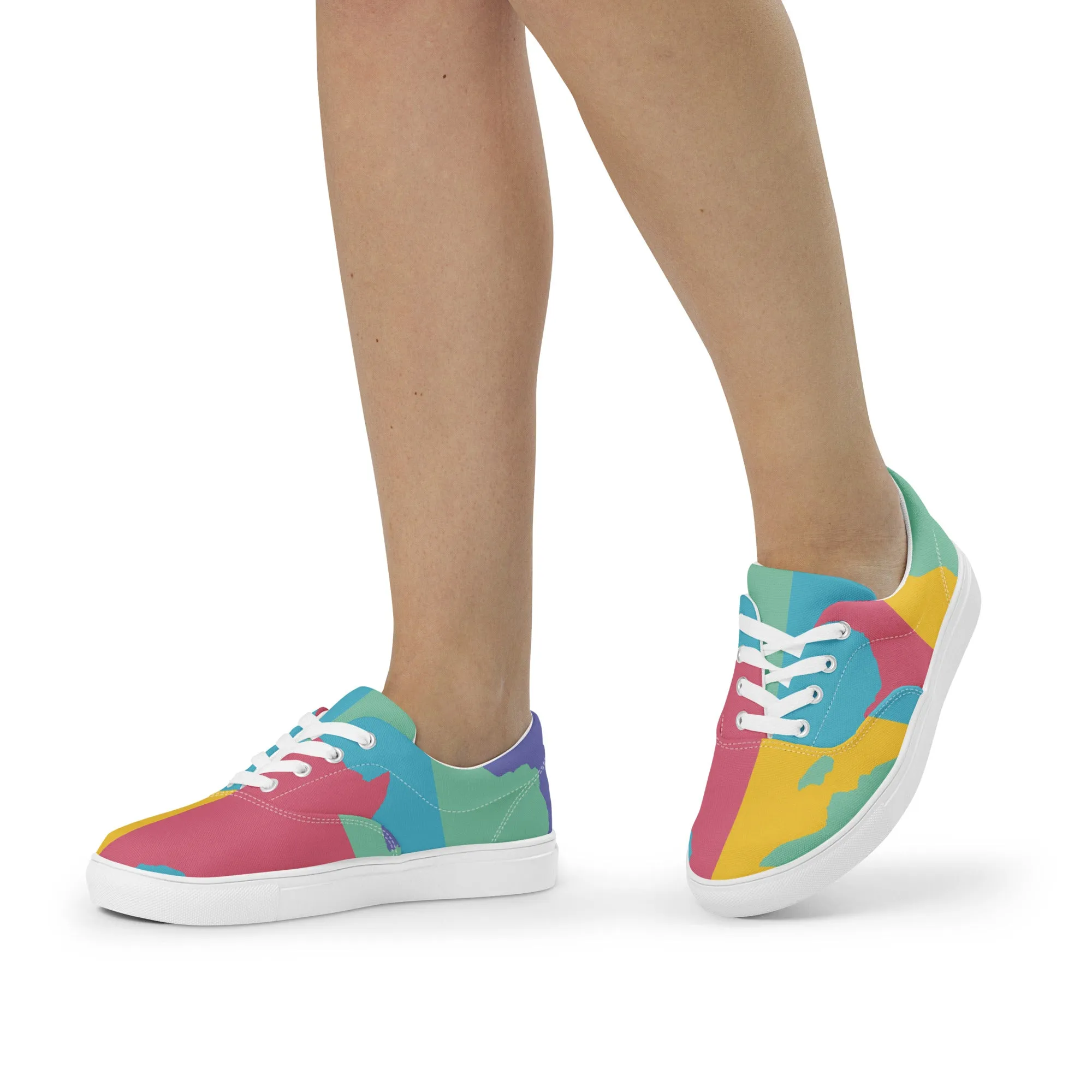 AFRICA WARHOL Women’s Lace-Up Canvas Shoes (Retro)
