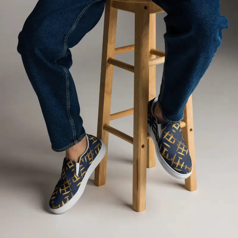 Gold Pattern Men's Canvas Slip Shoes
