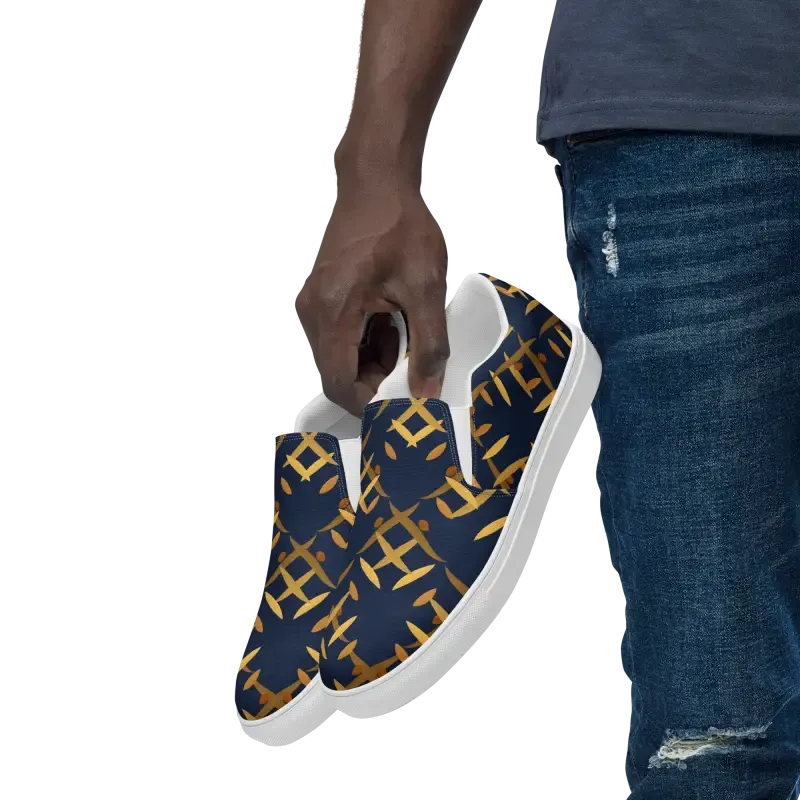 Gold Pattern Men's Canvas Slip Shoes