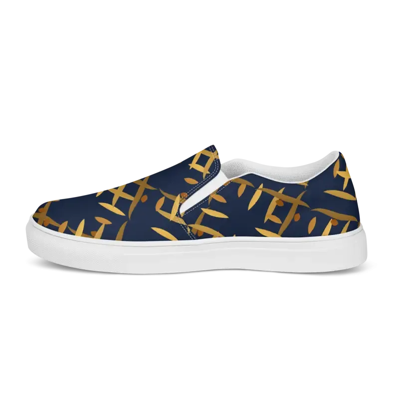 Gold Pattern Men's Canvas Slip Shoes