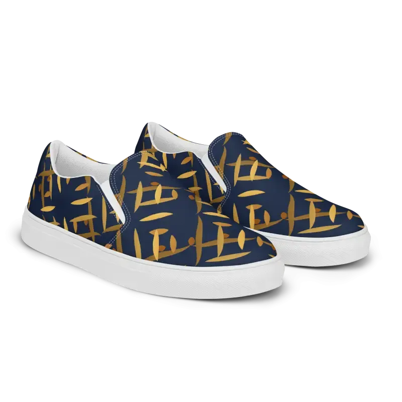 Gold Pattern Men's Canvas Slip Shoes