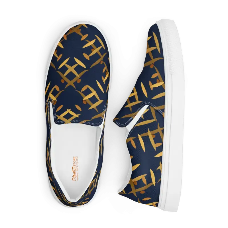 Gold Pattern Men's Canvas Slip Shoes