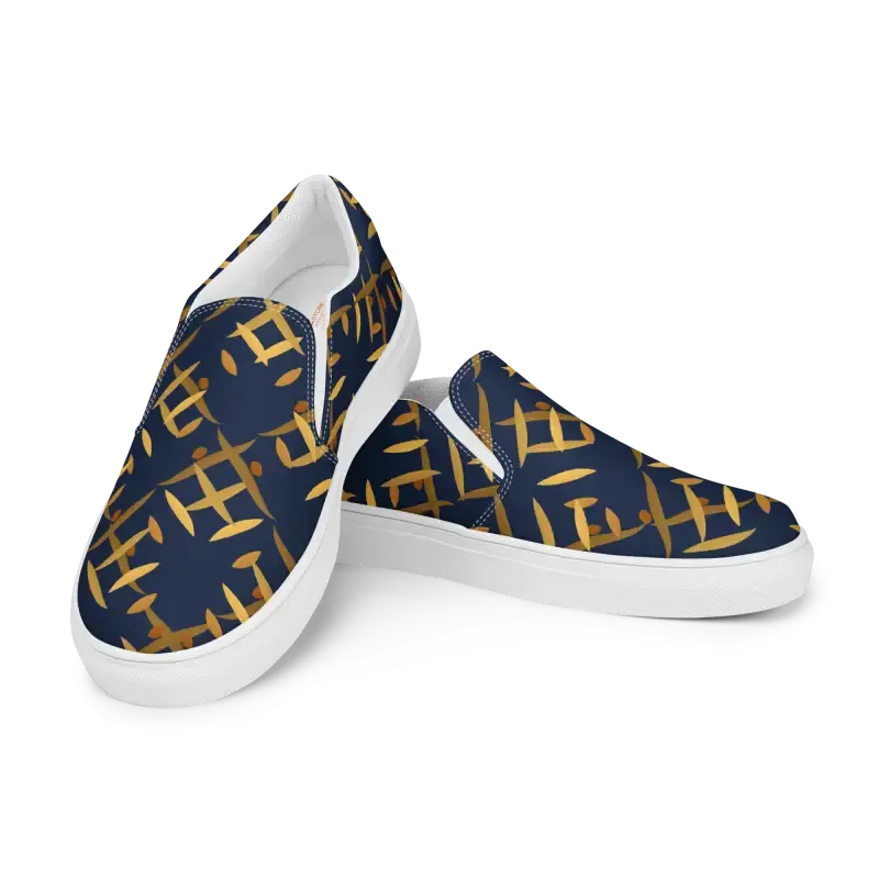 Gold Pattern Men's Canvas Slip Shoes