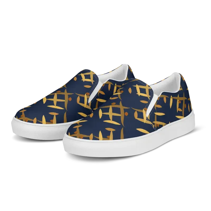Gold Pattern Men's Canvas Slip Shoes