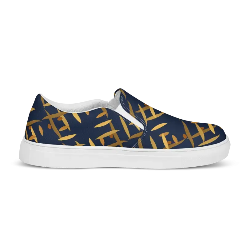 Gold Pattern Men's Canvas Slip Shoes