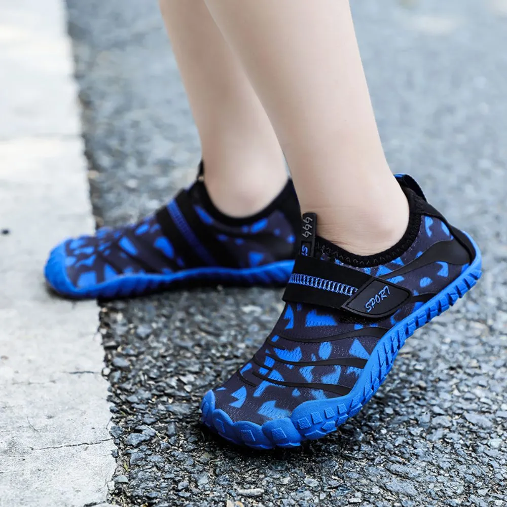 Kids Water Shoes Barefoot Quick Dry Aqua Sports Shoes Boys Girls Pattern Printed - Blue Size Bigkid US5.5 = EU37
