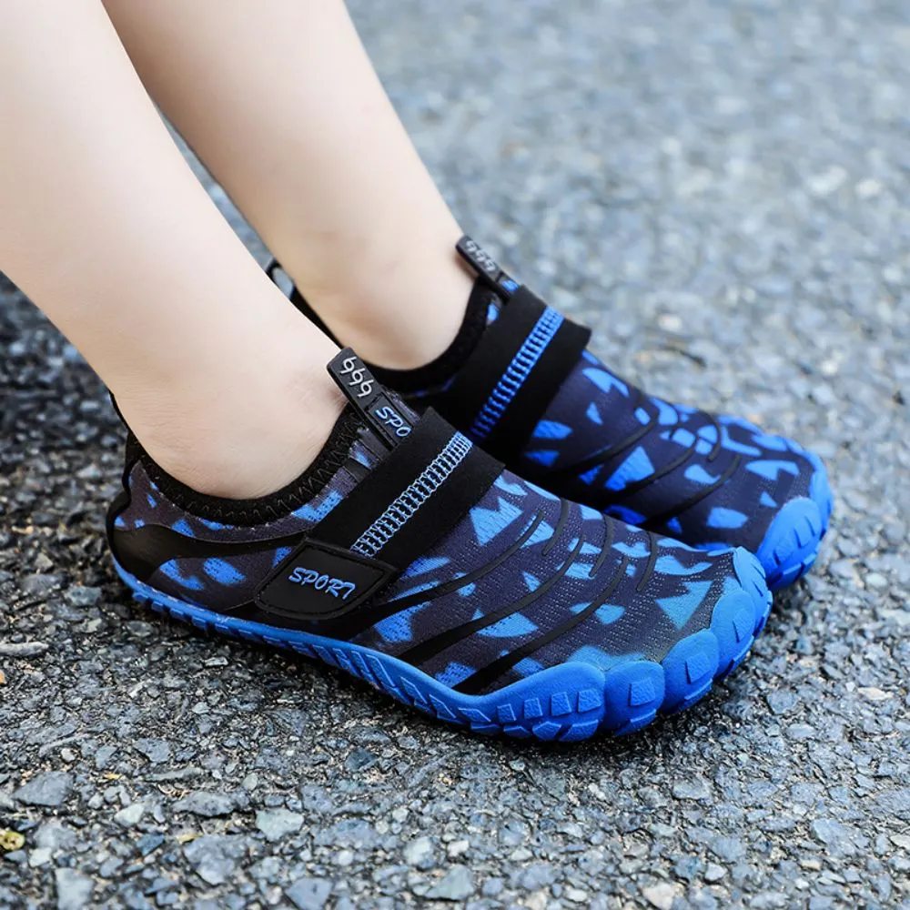 Kids Water Shoes Barefoot Quick Dry Aqua Sports Shoes Boys Girls Pattern Printed - Blue Size Bigkid US5.5 = EU37