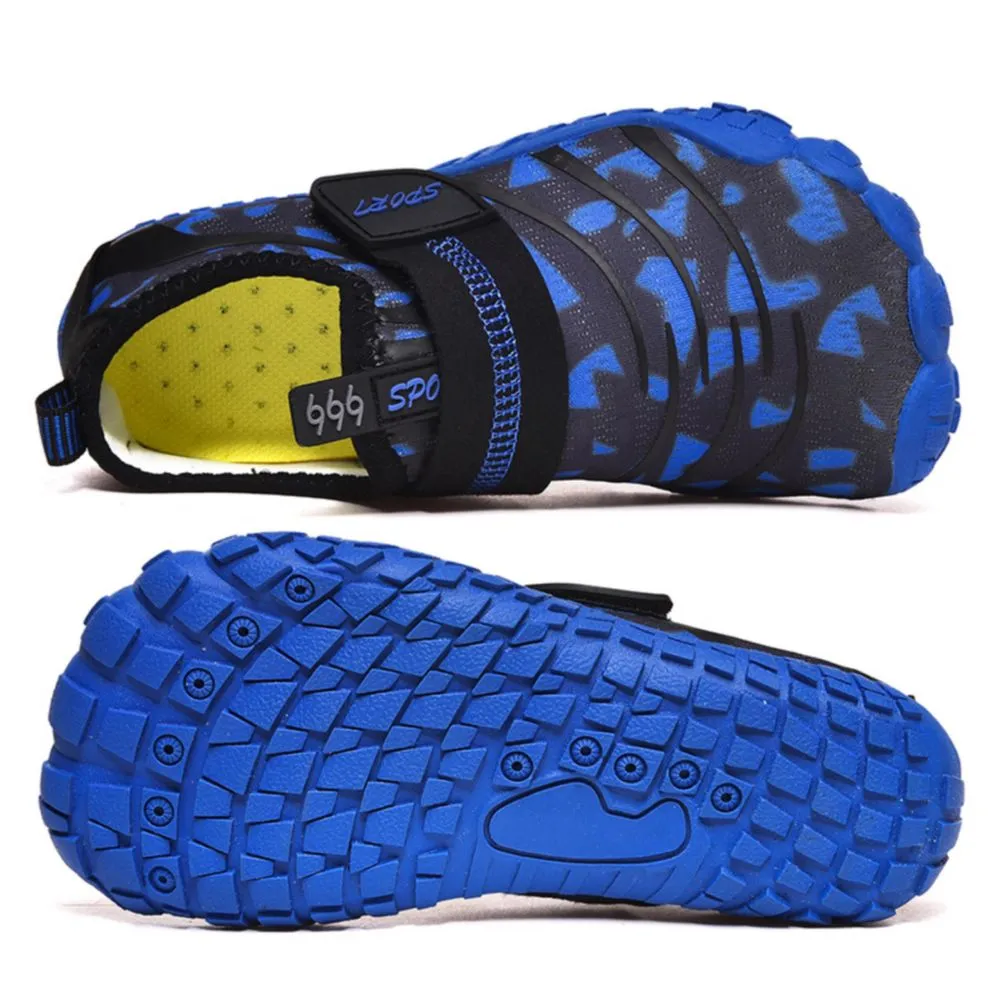 Kids Water Shoes Barefoot Quick Dry Aqua Sports Shoes Boys Girls Pattern Printed - Blue Size Bigkid US5.5 = EU37