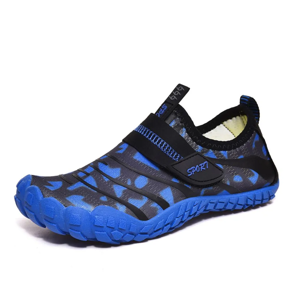 Kids Water Shoes Barefoot Quick Dry Aqua Sports Shoes Boys Girls Pattern Printed - Blue Size Bigkid US5.5 = EU37