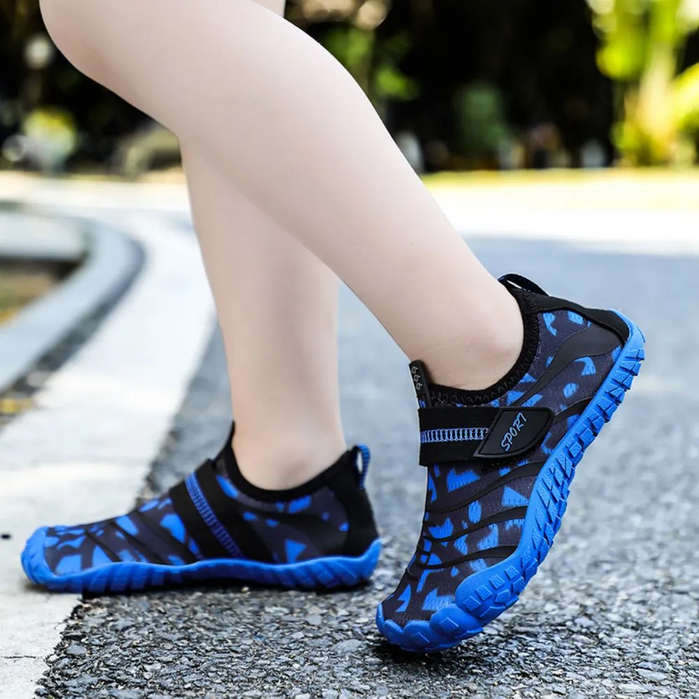 Kids Water Shoes Barefoot Quick Dry Aqua Sports Shoes Boys Girls Pattern Printed - Blue Size Bigkid US5.5 = EU37
