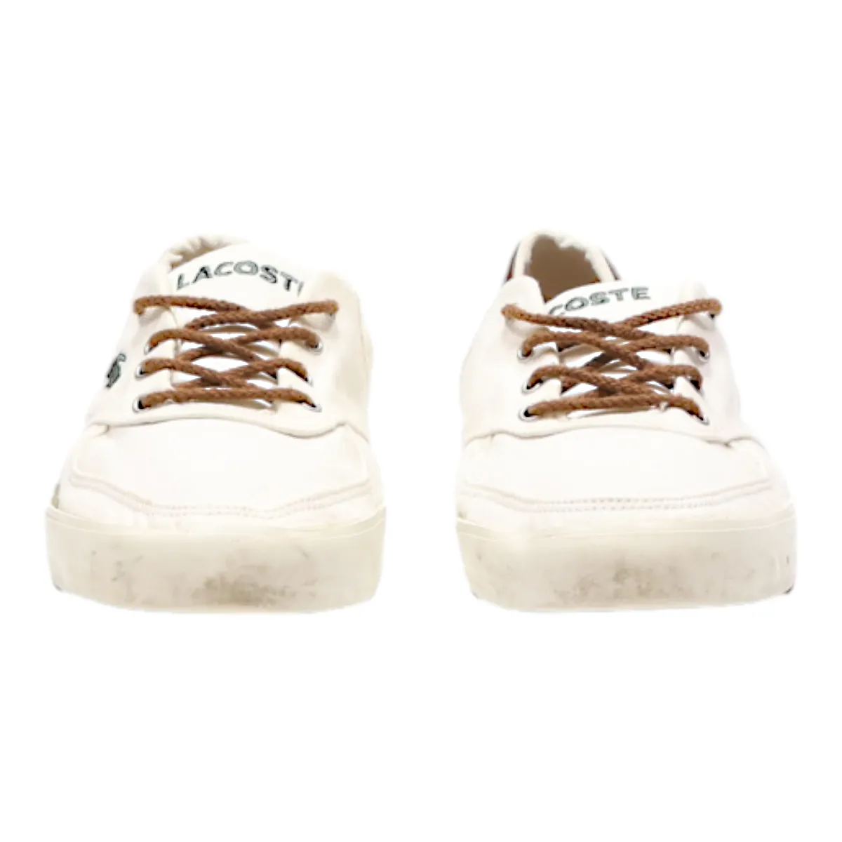 LACOSTE Low Top Trainers White Canvas Mens UK 7.5