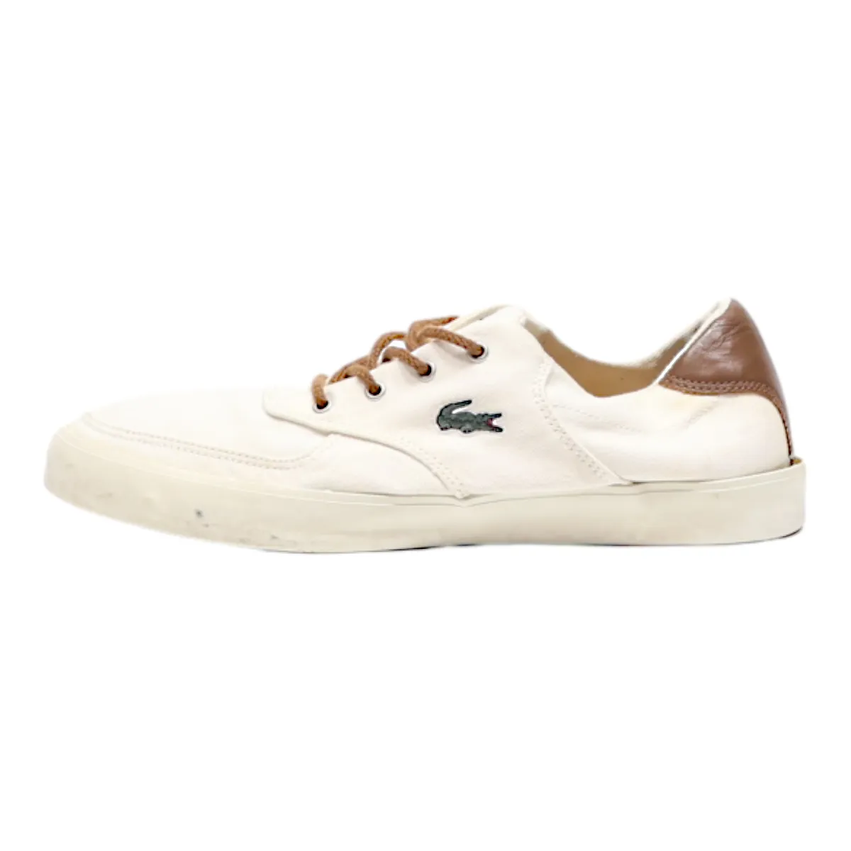 LACOSTE Low Top Trainers White Canvas Mens UK 7.5