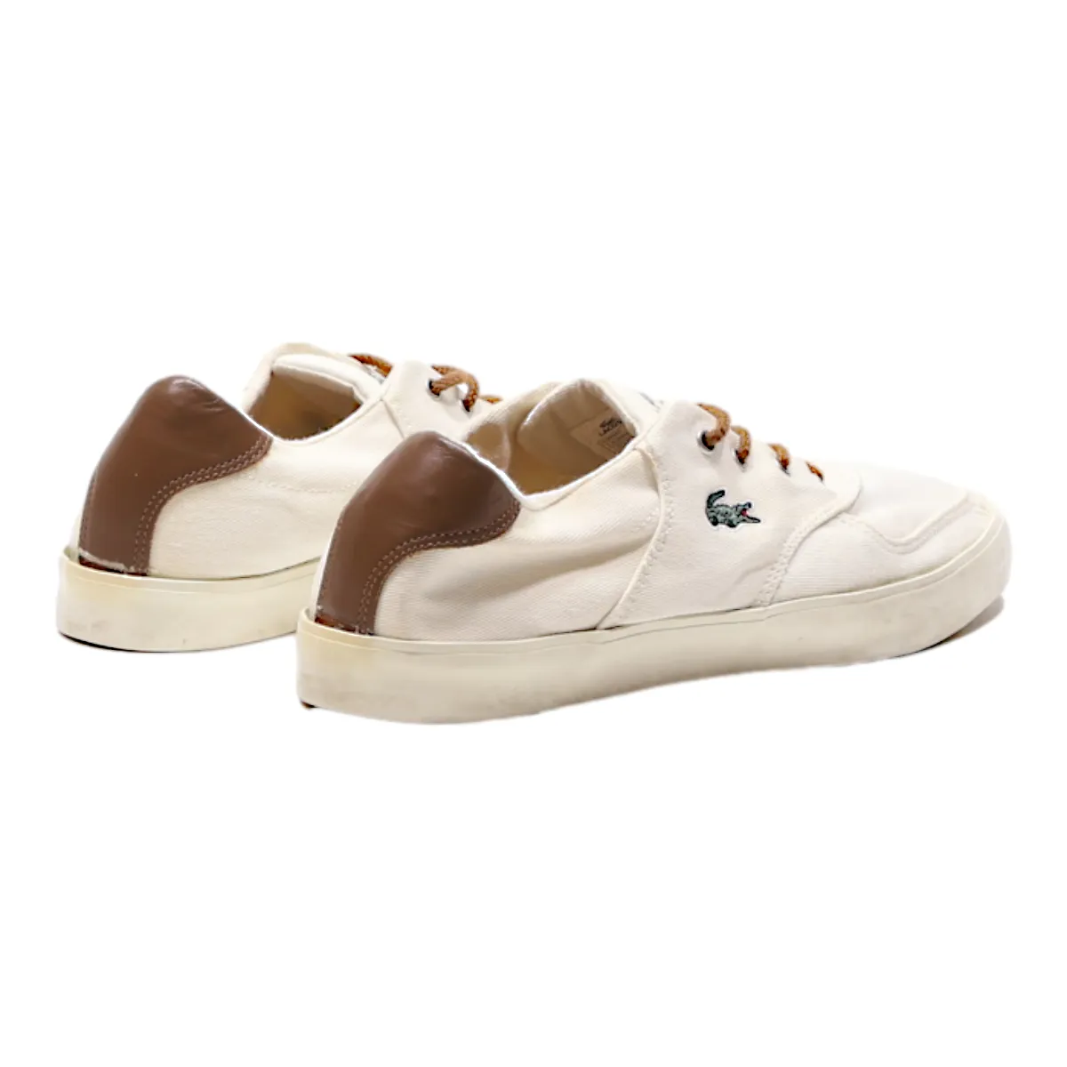 LACOSTE Low Top Trainers White Canvas Mens UK 7.5