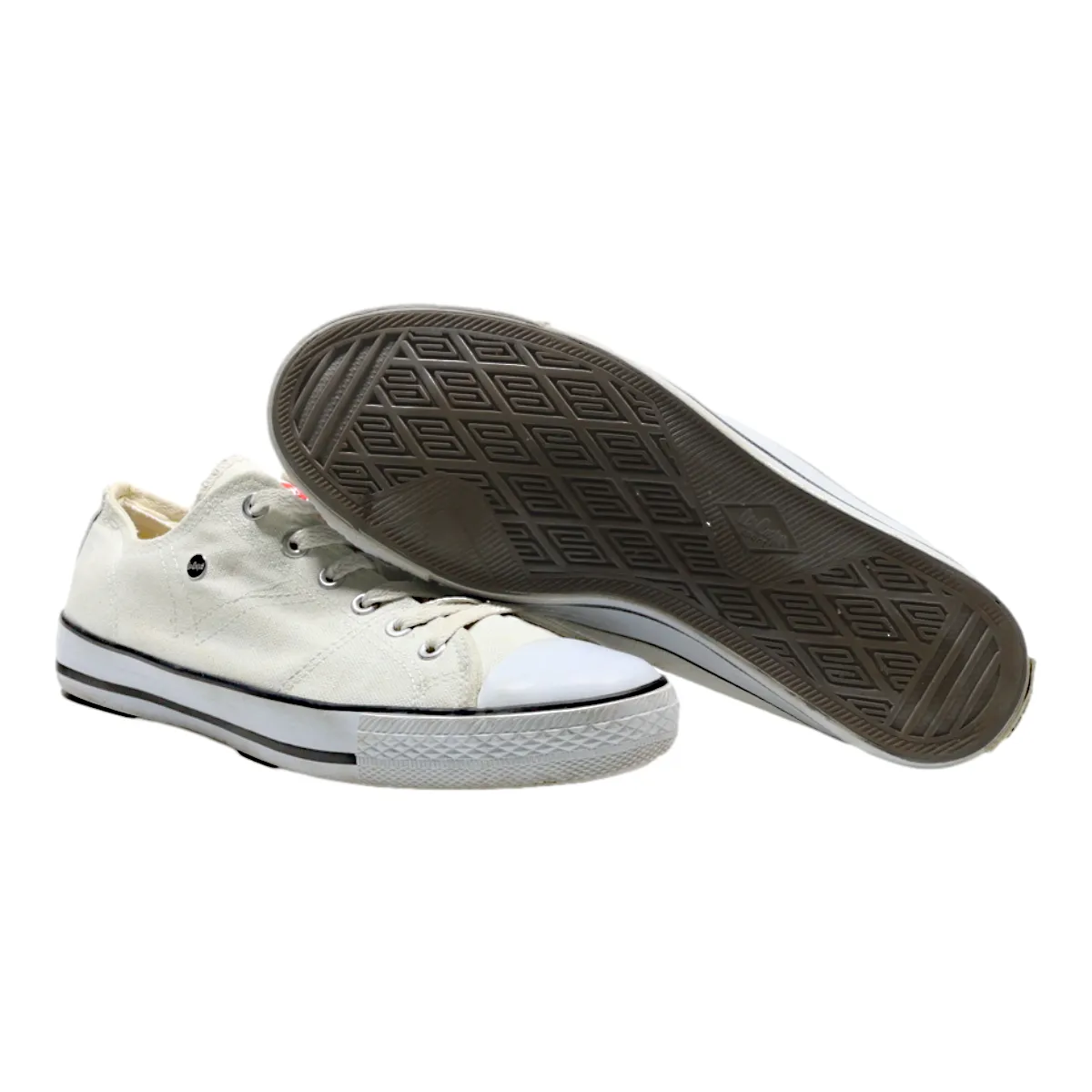 LEE COOPER Low Top Trainers White Canvas Mens UK 8