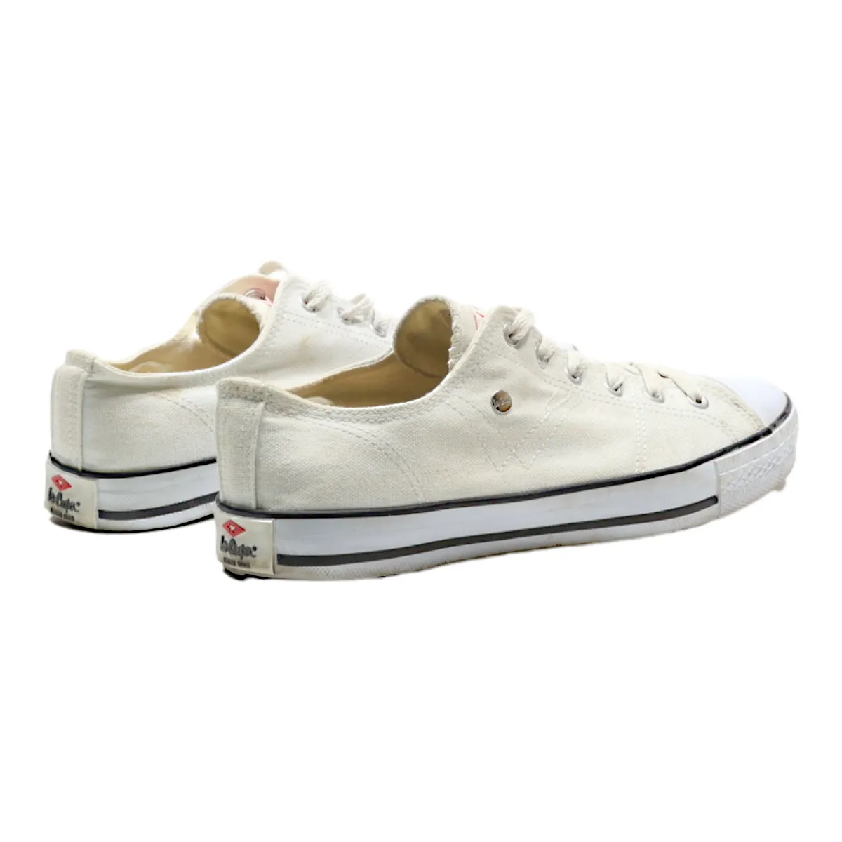 LEE COOPER Low Top Trainers White Canvas Mens UK 8