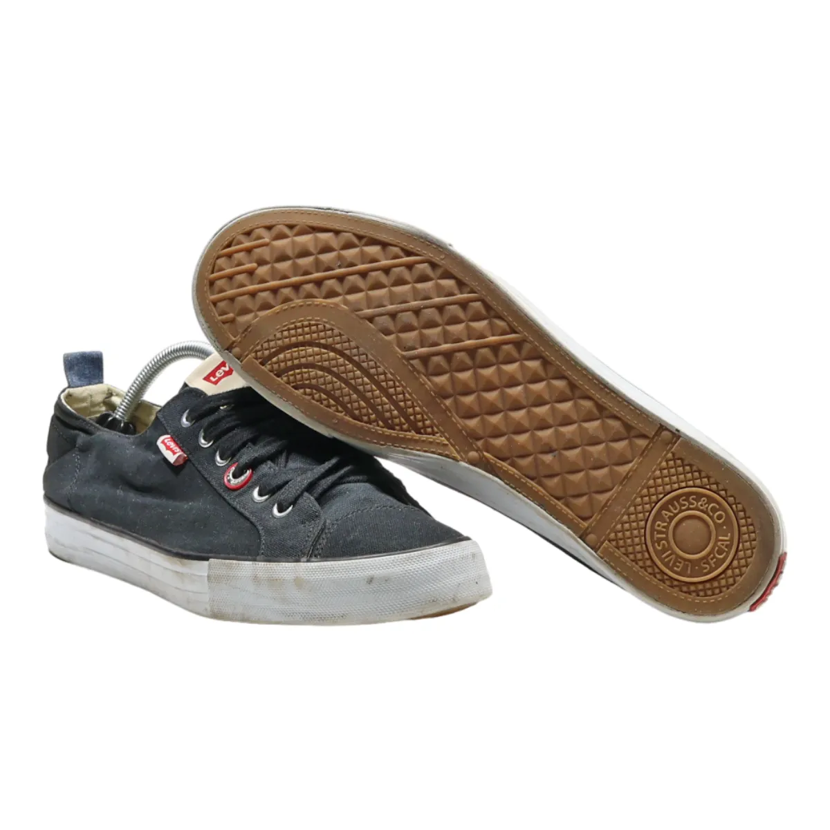 LEVI'S Low Top Trainers Black Canvas Mens UK 10.5