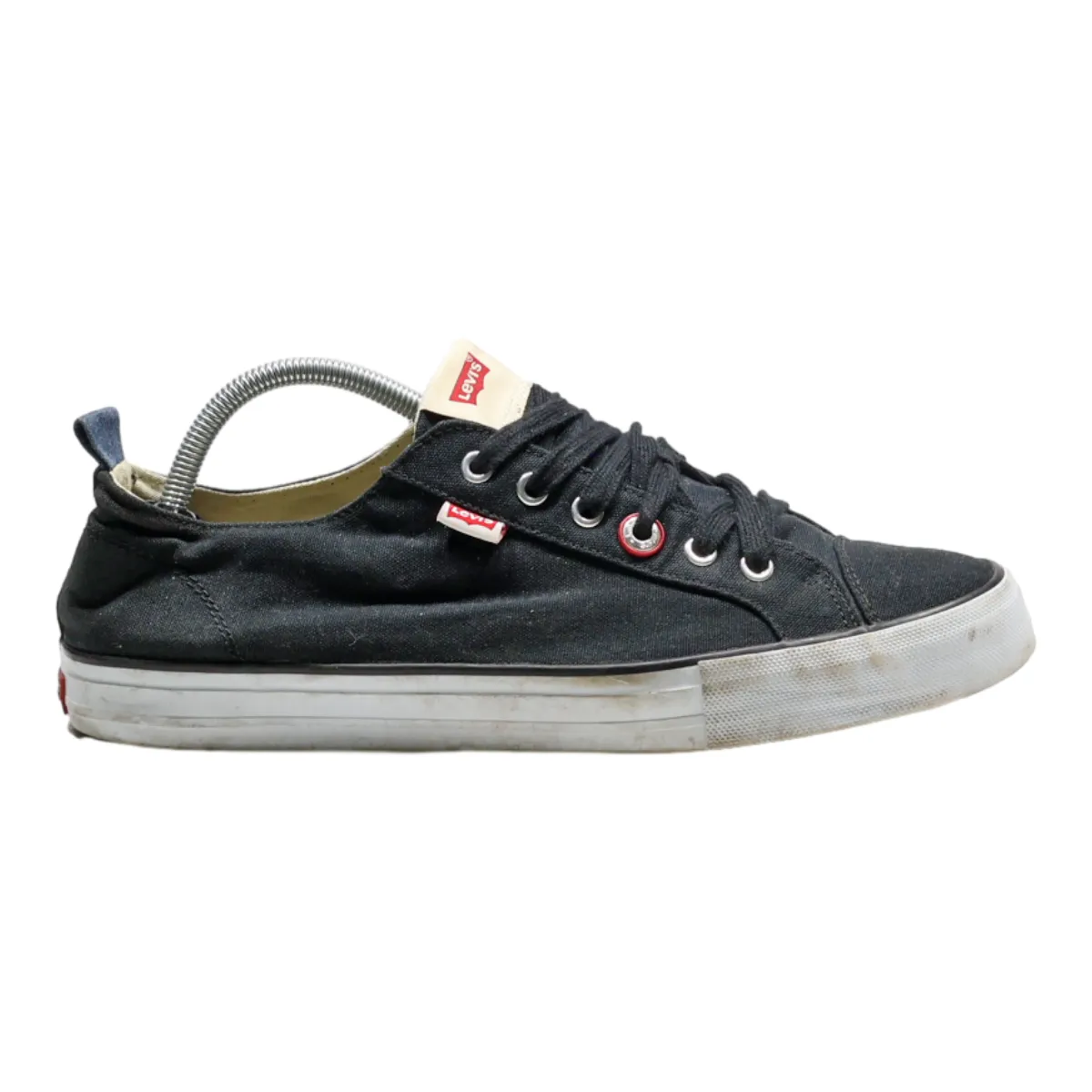 LEVI'S Low Top Trainers Black Canvas Mens UK 10.5