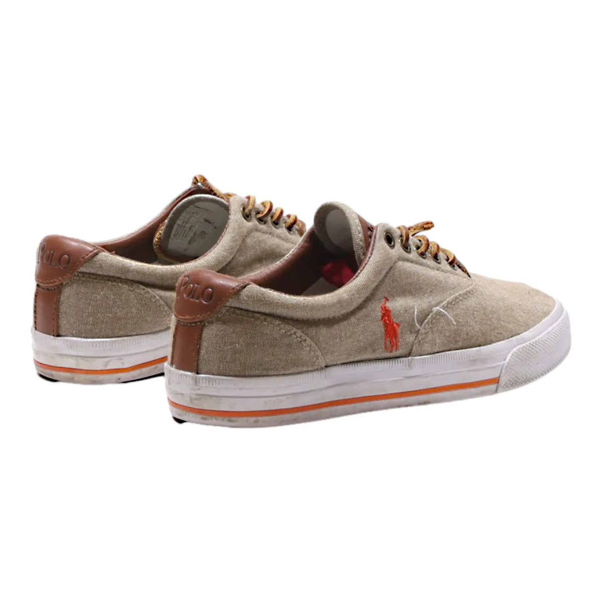 POLO RALPH LAUREN Low Top Trainers Brown Canvas Mens UK 7