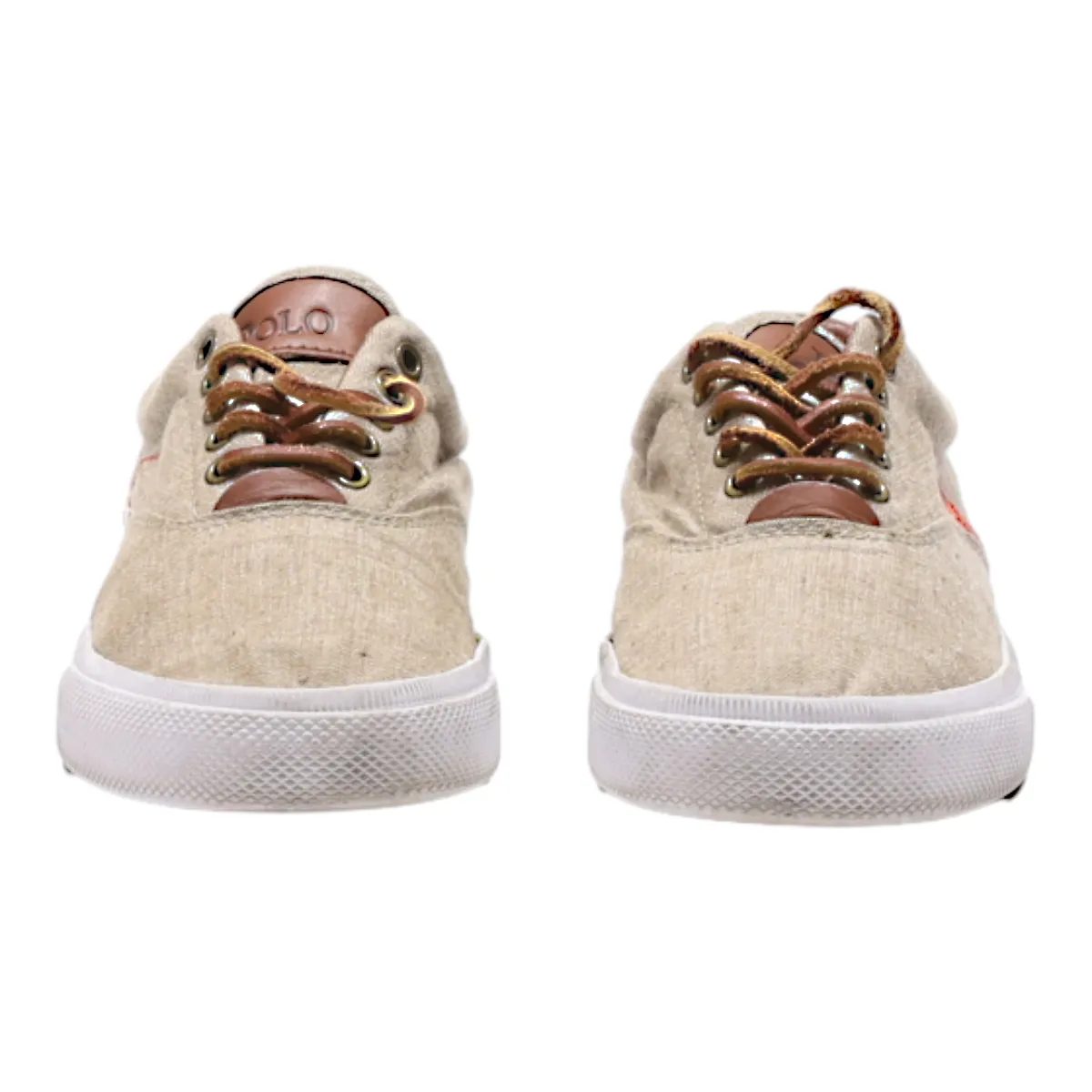 POLO RALPH LAUREN Low Top Trainers Brown Canvas Mens UK 7