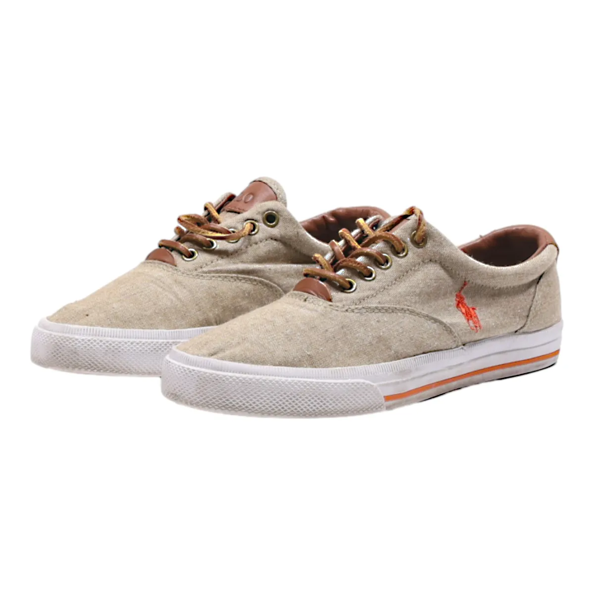 POLO RALPH LAUREN Low Top Trainers Brown Canvas Mens UK 7