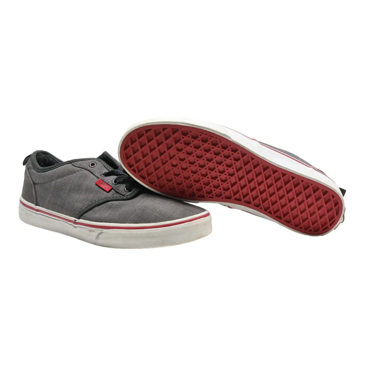 VANS Old Skool Low Top Trainers Grey Canvas Boys UK 5