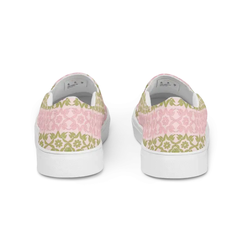 Vibrant Pink Geometric Floral Canvas Shoes