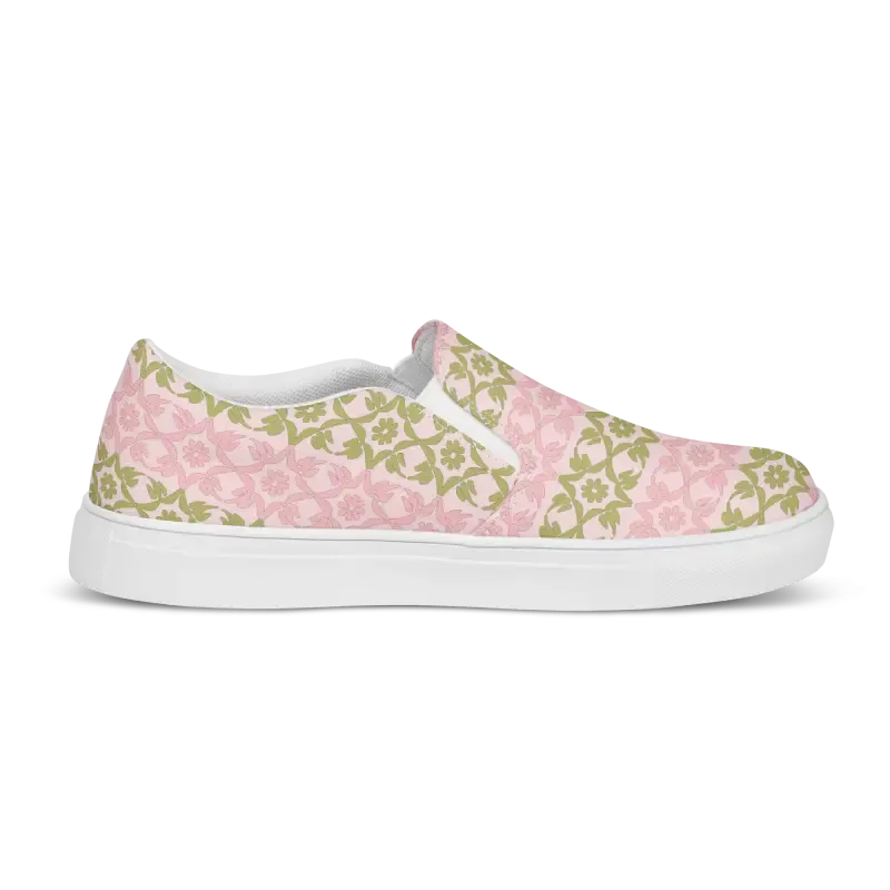 Vibrant Pink Geometric Floral Canvas Shoes