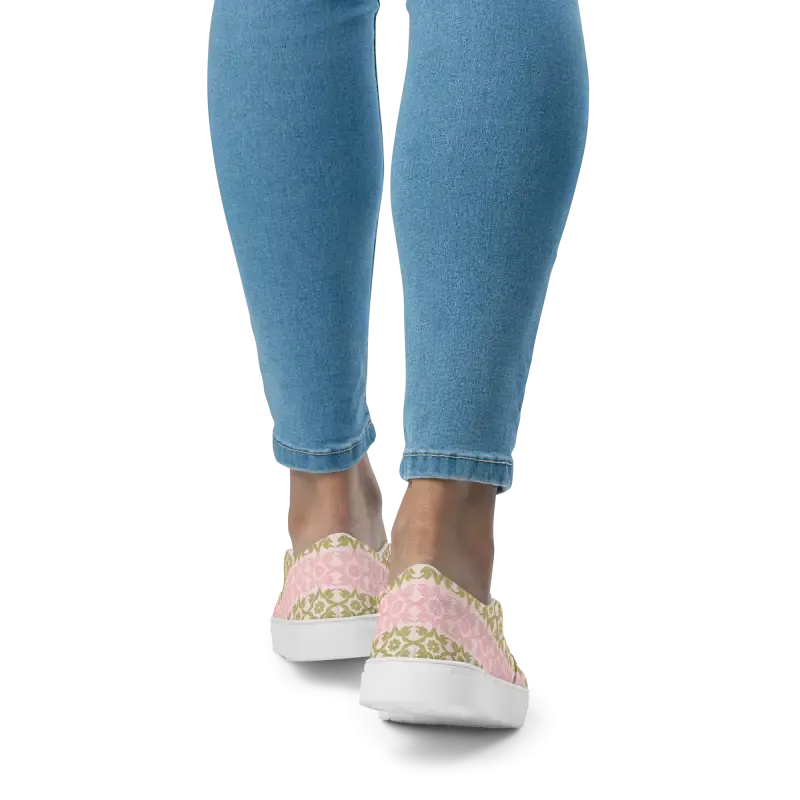 Vibrant Pink Geometric Floral Canvas Shoes