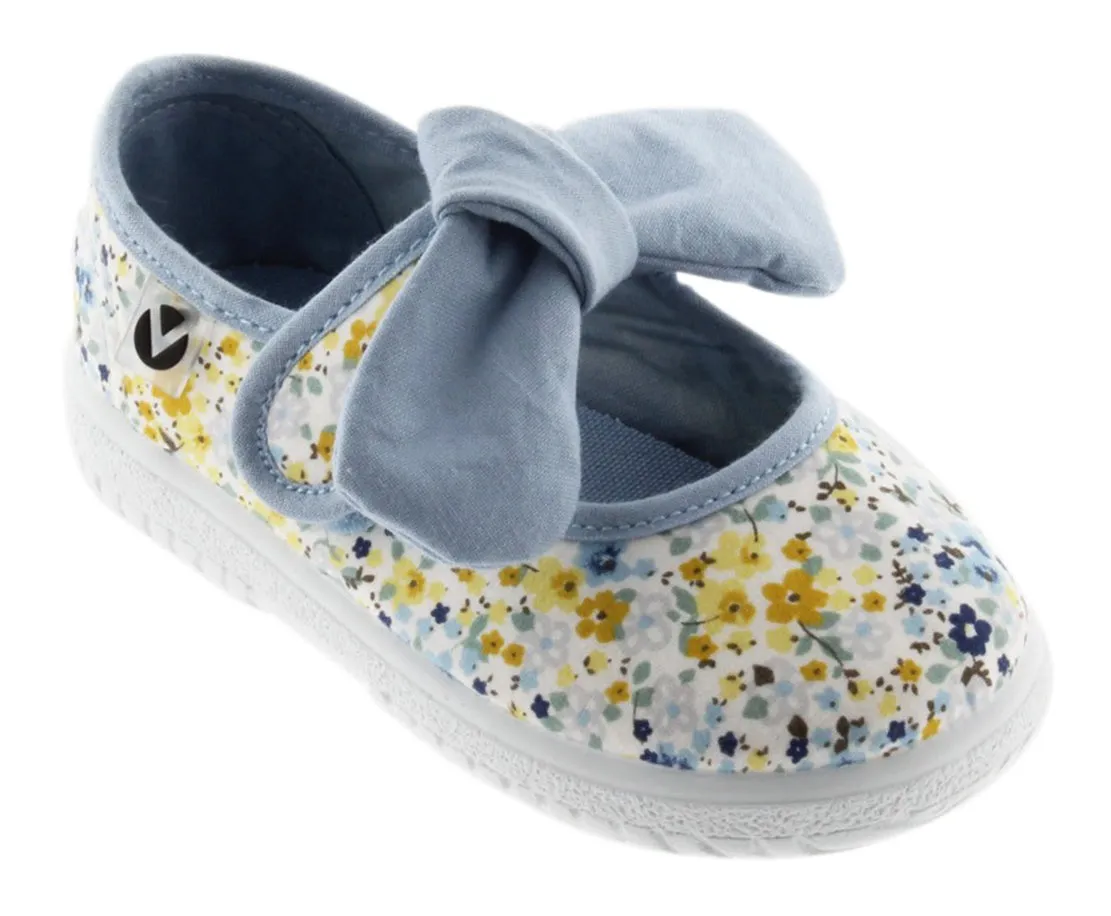 Victoria Girl's Floral Bow Mary Jane, Azul